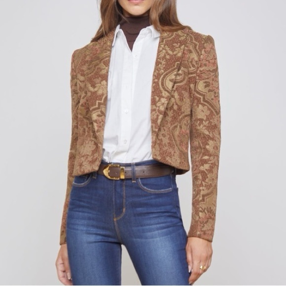 L’AGENCE Jen Cropped Blazer Multi Tapestry Sz 6 - Picture 1 of 9